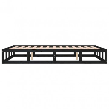 Cadru de pat mic dublu 4FT, negru, 120x190 cm, lemn masiv - Img 6