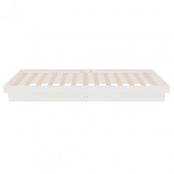 Cadru de pat mic Single 2FT6, alb, 75x190 cm, lemn masiv - Img 5