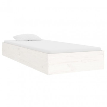 Cadru de pat mic Single 2FT6, alb, 75x190 cm, lemn masiv - Img 3
