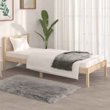 Cadru de pat mic single, 75x190 cm, lemn masiv de pin - Img 1
