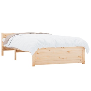 Cadru de pat mic single, 75x190 cm, lemn masiv - Img 3