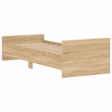 Cadru de pat mic single stejar sonoma 75x190 cm lemn prelucrat - Img 5