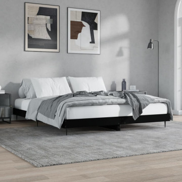 Cadru de pat, negru, 120x200 cm, lemn prelucrat - Img 4