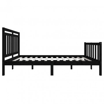 Cadru de pat, negru, 140x200 cm, lemn masiv - Img 8