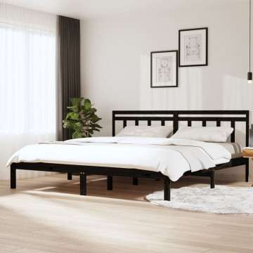 Cadru de pat, negru, 160x200 cm, lemn masiv de pin - Img 1