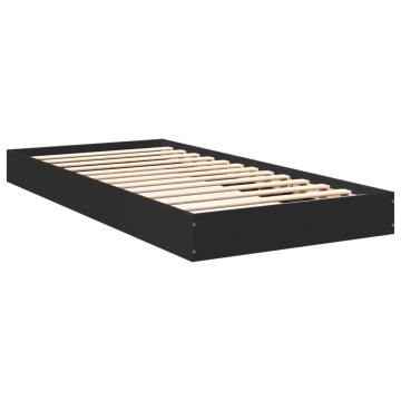 Cadru de pat, negru, 75x190 cm, lemn prelucrat - Img 3