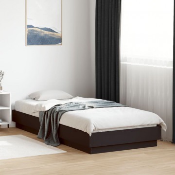 Cadru de pat, negru, 90x200 cm, lemn prelucrat - Img 3