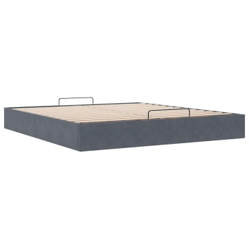 Cadru de pat otoman fără saltea Gri închis 160x200 cm catifea - Img 4
