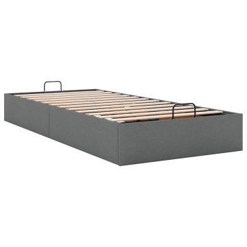 Cadru de pat otoman fără saltea țesătură gri închis 100x200 cm - Img 4