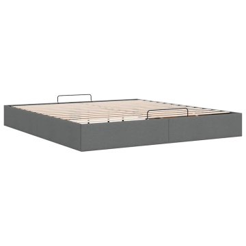 Cadru de pat otoman fără saltea țesătură gri închis 160x200 cm - Img 4