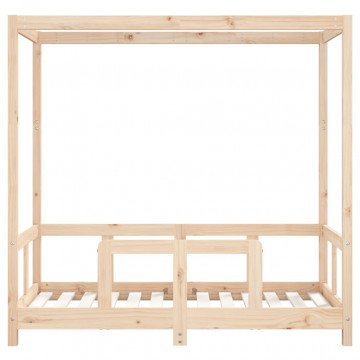 Cadru de pat pentru copii, 70x140 cm, lemn masiv de pin - Img 4