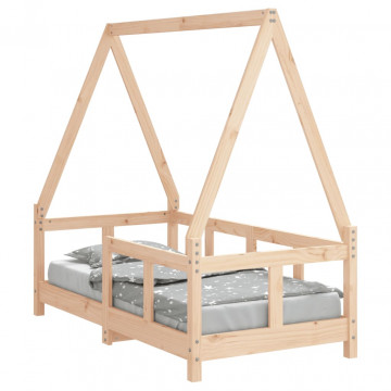 Cadru de pat pentru copii, 70x140 cm, lemn masiv de pin - Img 2