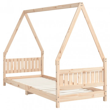 Cadru de pat pentru copii, 80x200 cm, lemn masiv de pin - Img 3