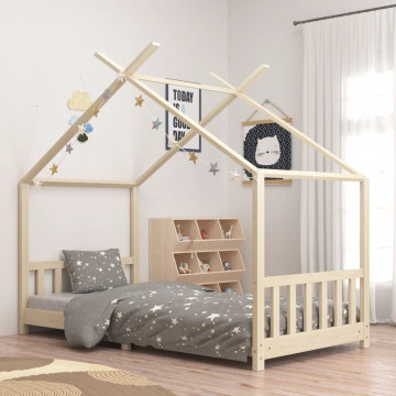 Cadru de pat pentru copii, 90 x 200 cm, lemn masiv de pin - Img 1