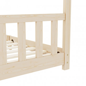 Cadru de pat pentru copii, 90 x 200 cm, lemn masiv de pin - Img 6