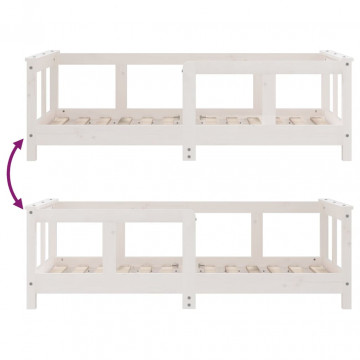 Cadru de pat pentru copii, alb, 70x140 cm, lemn masiv de pin - Img 6
