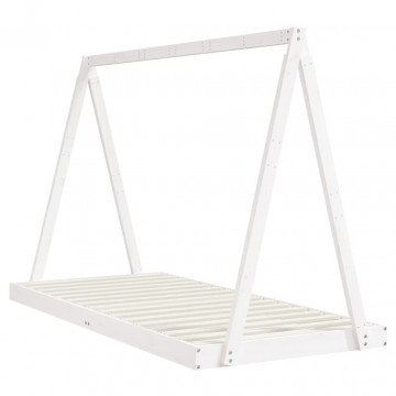 Cadru de pat pentru copii, alb, 90x200 cm, lemn masiv de pin - Img 5