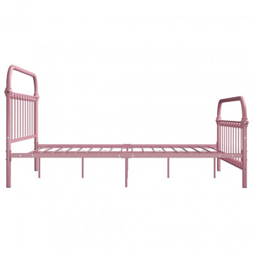 Cadru de pat, roz, 140 x 200 cm, metal - Img 4