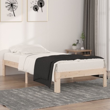 Cadru de pat single, 90x190 cm, lemn masiv - Img 1