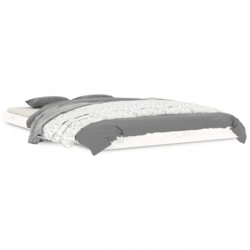 Cadru de pat Small Double 4FT, alb, 120x190 cm, lemn masiv pin - Img 2