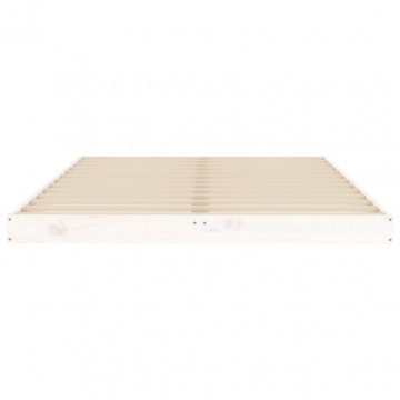 Cadru de pat Small Double 4FT, alb, 120x190 cm, lemn masiv pin - Img 8