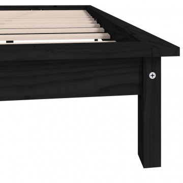Cadru de pat Super King 6FT, 180x200 cm, negru, lemn masiv - Img 6