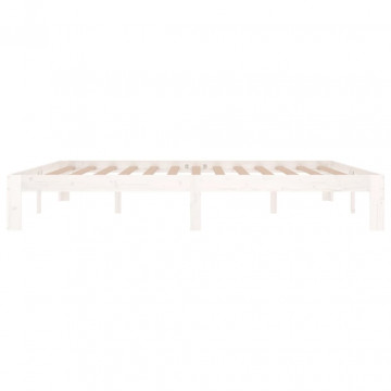 Cadru de pat Super King 6FT, alb, 180x200 cm, lemn masiv - Img 8