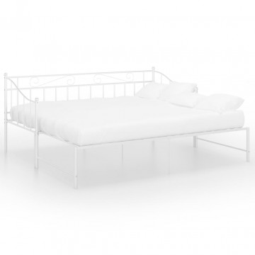 Cadru pat canapea extensibilă, alb, 90x200 cm, metal - Img 2