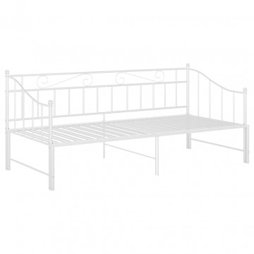 Cadru pat canapea extensibilă, alb, 90x200 cm, metal - Img 5
