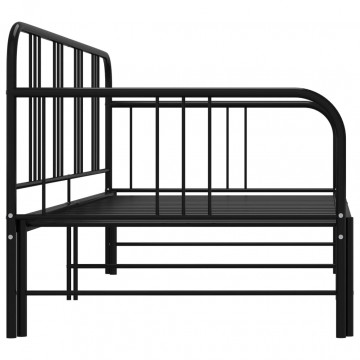 Cadru pat canapea extensibilă, negru, 90 x 200 cm, metal - Img 5