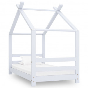 Cadru pat de copii, alb, 70 x 140 cm, lemn masiv de pin - Img 1