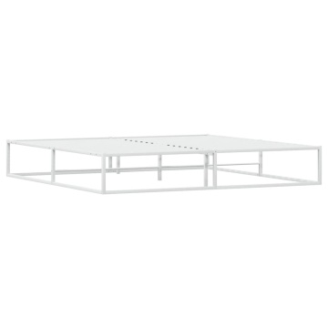 Cadru pat fără saltea alb 200x200 cm metal - Img 6