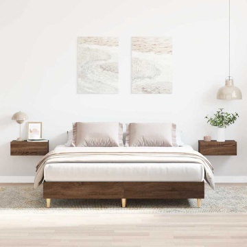 Cadru pat fără saltea Stejar maro 140x200 cm Lemn prelucrat - Img 1
