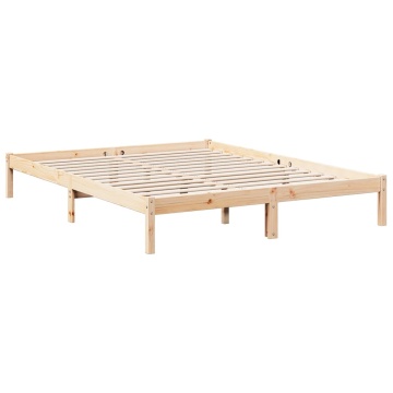 Cadru pat foarte lung fără saltea, 140x210 cm, lemn masiv pin - Img 3