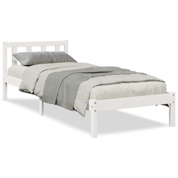 Cadru pat foarte lung fără saltea alb 100x210 cm lemn masiv pin - Img 2