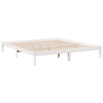 Cadru pat foarte lung fără saltea alb 180x220 cm lemn masiv pin - Img 5