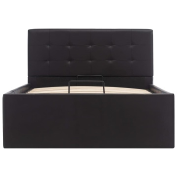 Cadru pat hidraulic cu ladă negru 90 x 200 cm piele ecologică - Img 4