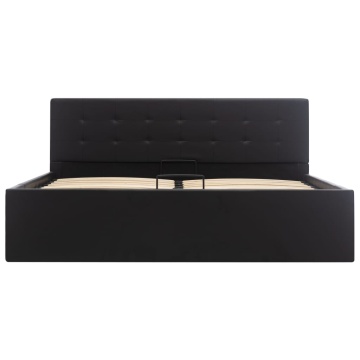 Cadru pat hidraulic, depozitare, negru 160 x 200 cm, piele eco - Img 3