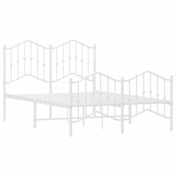 Cadru pat metalic cu tăblie de cap/picioare , alb, 120x200 cm - Img 4