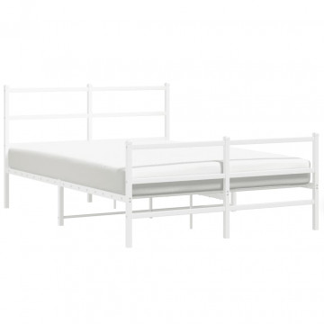 Cadru pat metalic cu tăblie de cap/picioare , alb, 140x200 cm - Img 4