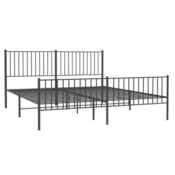 Cadru pat metalic cu tăblie de cap/picioare, negru, 180x200 cm - Img 4