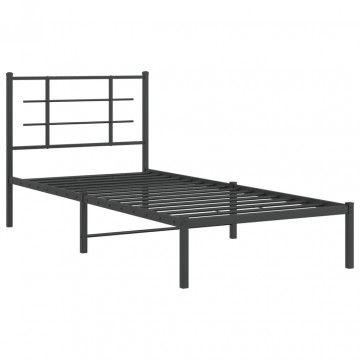 Cadru pat metalic cu tăblie, negru, 90x200 cm - Img 2