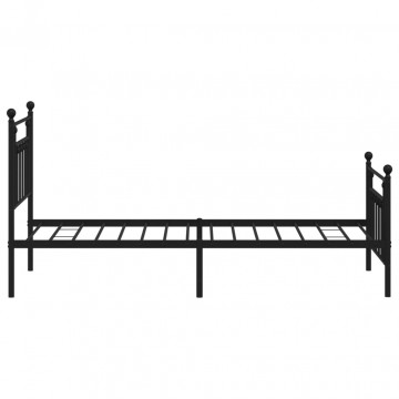 Cadru pat metalic cu tăblii de cap/picioare, negru, 90x190 cm - Img 6