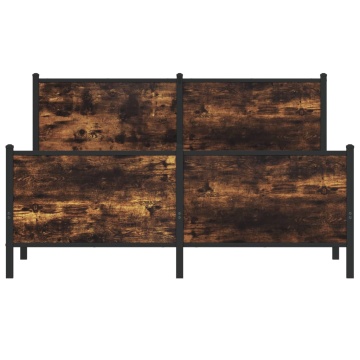 Cadru pat metalic fără saltea, stejar fumuriu, 160x200 cm - Img 8
