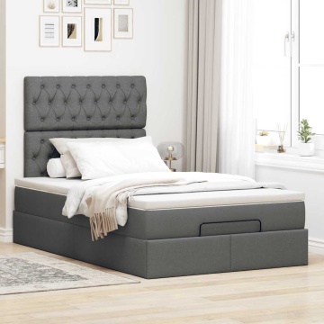 Cadru pat otoman cu saltea țesătură gri închis 120x200 cm - Img 4