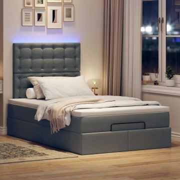 Cadru pat otoman cu saltea țesătură gri închis 120x200 cm - Img 3