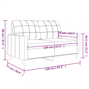Canapea cu 2 locuri, crem, 120 cm, piele ecologică - Img 7