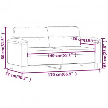 Canapea cu 2 locuri, gri, 140 cm, piele ecologică - Img 7