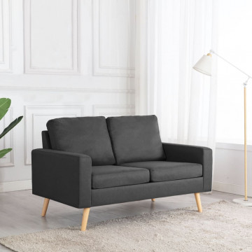 Canapea cu 2 locuri, gri închis, material textil - Img 1