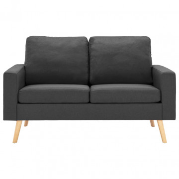 Canapea cu 2 locuri, gri închis, material textil - Img 3